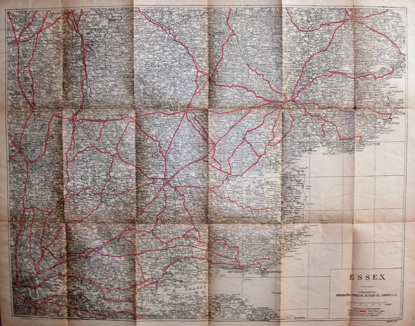 Geographia New Road Map of Essex, 1923